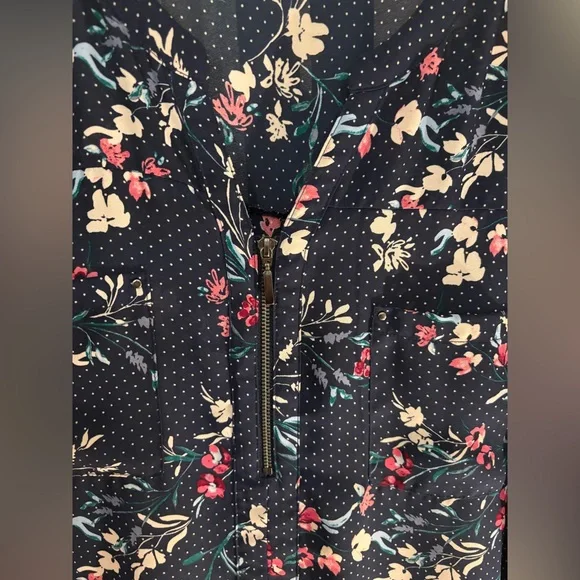 Maurices Navy Floral Polka Dot Blouse - Picture 3 of 6